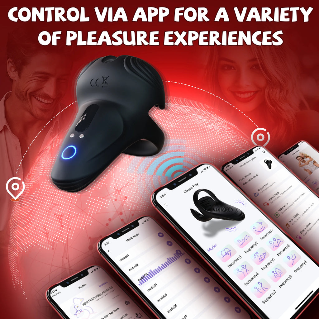 APP Control Vibrating  Ring  for Men Ejaculation Delay Testicle Stimulation