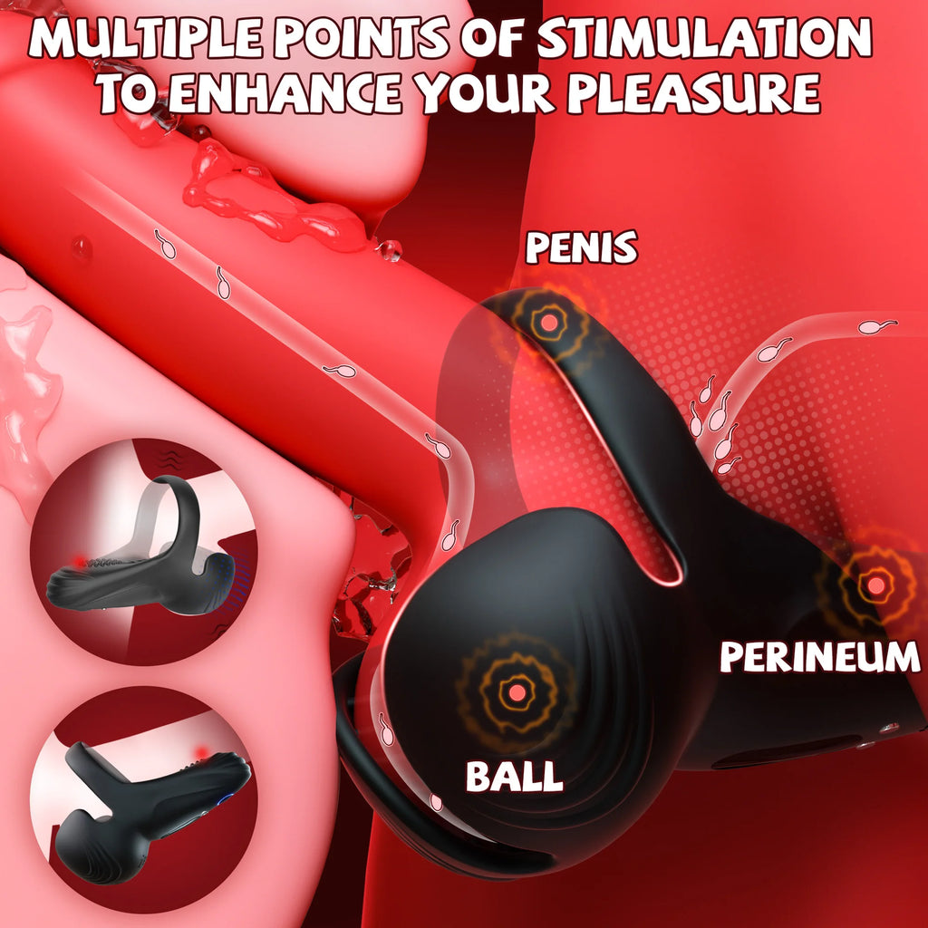APP Control Vibrating  Ring  for Men Ejaculation Delay Testicle Stimulation